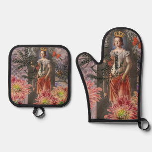Virgo Woman Portrait Antique Colorful Rich Ofenhandschuh & Topflappen-Set