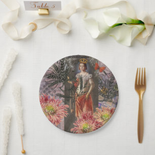 Virgo Woman Portrait Antique Colorful Rich Pappteller