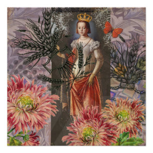 Virgo Woman Portrait Antique Colorful Rich Poster