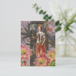 Virgo Woman Portrait Antique Colorful Rich Postkarte