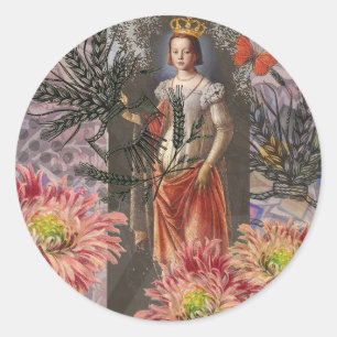Virgo Woman Portrait Antique Colorful Rich Runder Aufkleber