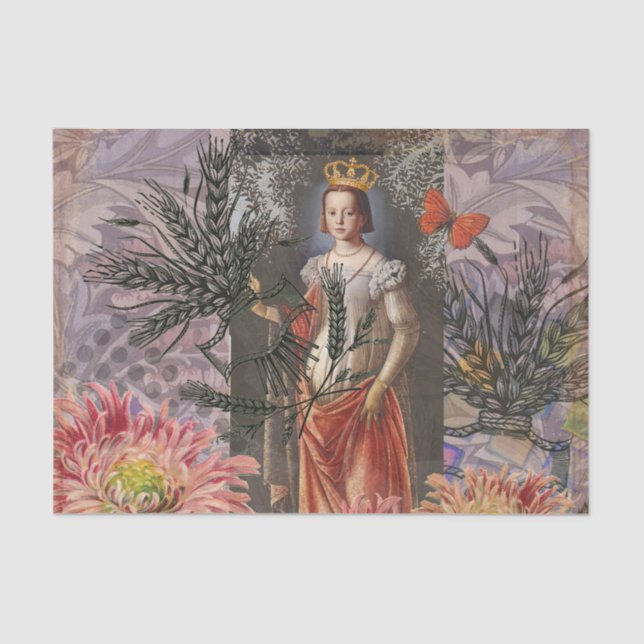 Virgo Woman Portrait Antique Colorful Rich Seidenpapier (Vorderseite)
