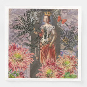 Virgo Woman Portrait Antique Colorful Rich Serviette
