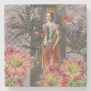 Virgo Woman Portrait Antique Colorful Rich Steinuntersetzer