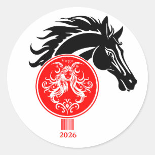 Virgo x Jahr des Pferdes 2026 Runder Aufkleber
