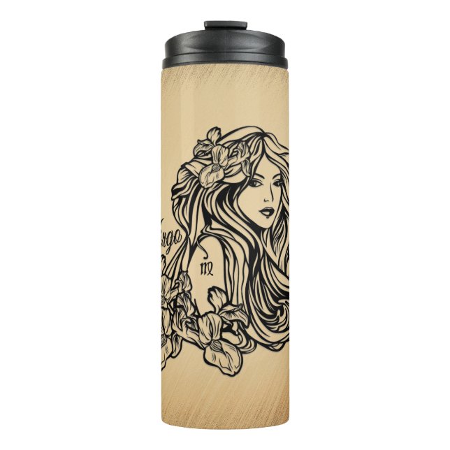 Virgo Zodiac Antique Look Thermosbecher (Vorderseite)