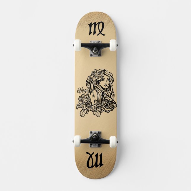 Virgo Zodiac Antique Skateboard (Vorderseite)