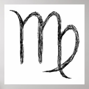 Virgo. Zodiac Astrologie Zeichen. Schwarz. Poster