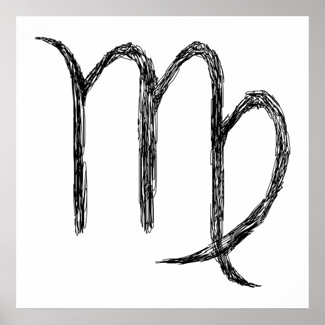 Virgo. Zodiac Astrologie Zeichen. Schwarz. Poster (Vorne)