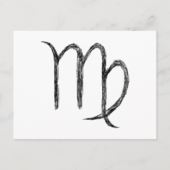 Virgo. Zodiac Astrologie Zeichen. Schwarz. Postkarte (Vorderseite)