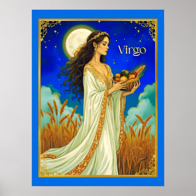 Virgo Zodiac Beauty Under a Night Sky Poster (Vorne)