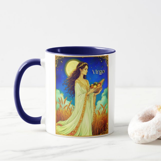 Virgo Zodiac Beauty Under a Night Sky Tasse (Mit Donut)