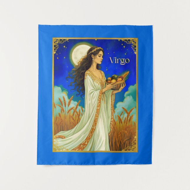 Virgo Zodiac Beauty Under a Night Sky Wandteppich (Vorderseite)
