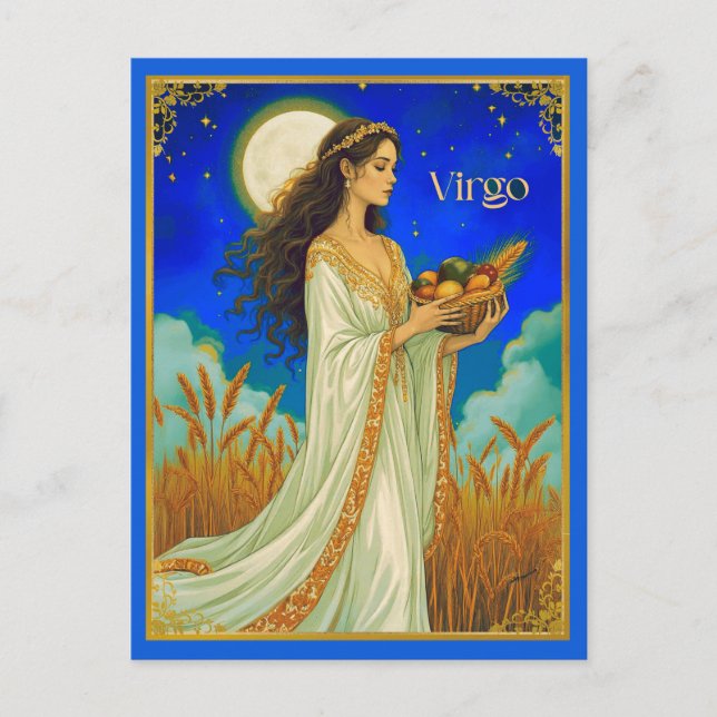 Virgo Zodiac Beauty Under the Night Sky Postkarte (Vorderseite)
