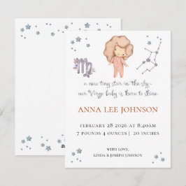 Virgo Zodiac Birth Announcement Feiertagskarte