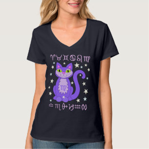 Virgo Zodiac Cat Kitty Stars Astrologie Shirt