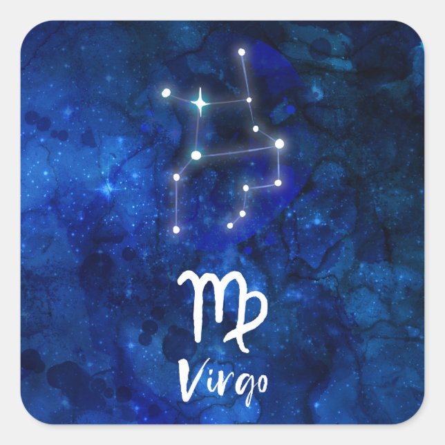 Virgo Zodiac Constellation Blue Galaxy Celestial Quadratischer Aufkleber (Vorderseite)