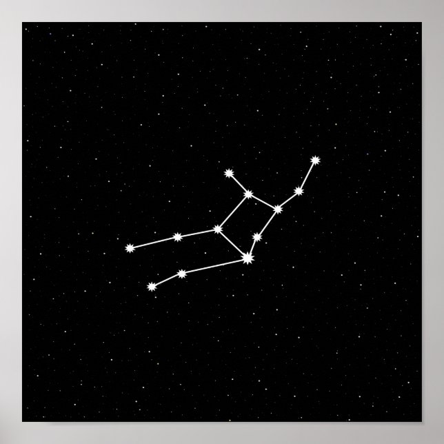 Virgo Zodiac Constellation Modern Black & White Poster (Vorne)