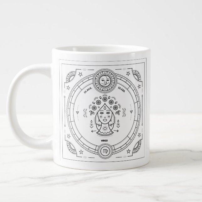 Virgo Zodiac Custom Geburtstag Jumbo-Tasse (Links)