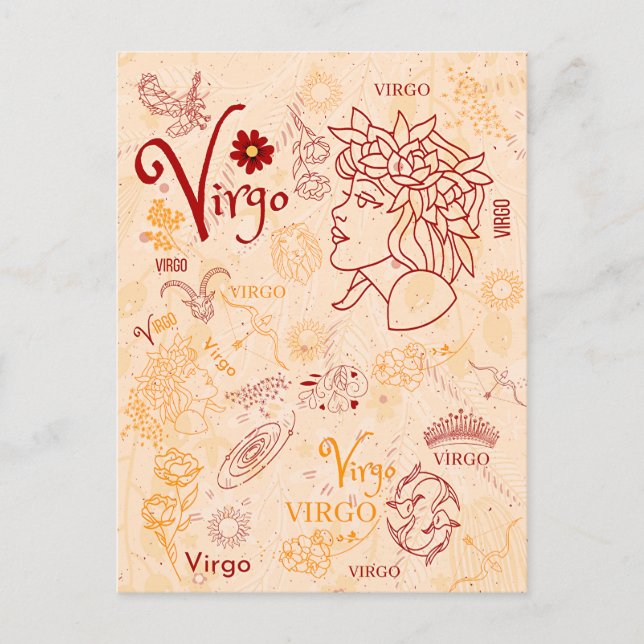 Virgo Zodiac Design Horoskosdesign Postkarte (Vorderseite)