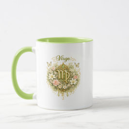 Virgo Zodiac Floral Heart Mug – Elegant Astrology Tasse
