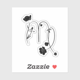 Virgo zodiac Geburt Blume Schwarz Chic modern Aufkleber