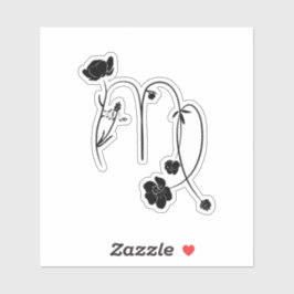 Virgo zodiac Geburt Blume Schwarz Chic modern Aufkleber
