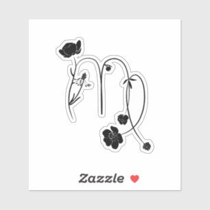 Virgo zodiac Geburt Blume Schwarz Chic modern Aufkleber