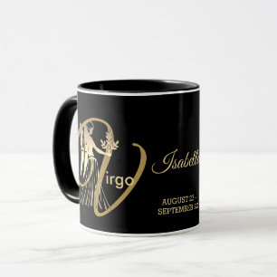 Virgo ♍ Zodiac Geburtstagszeichen / Schwarz und Go Tasse
