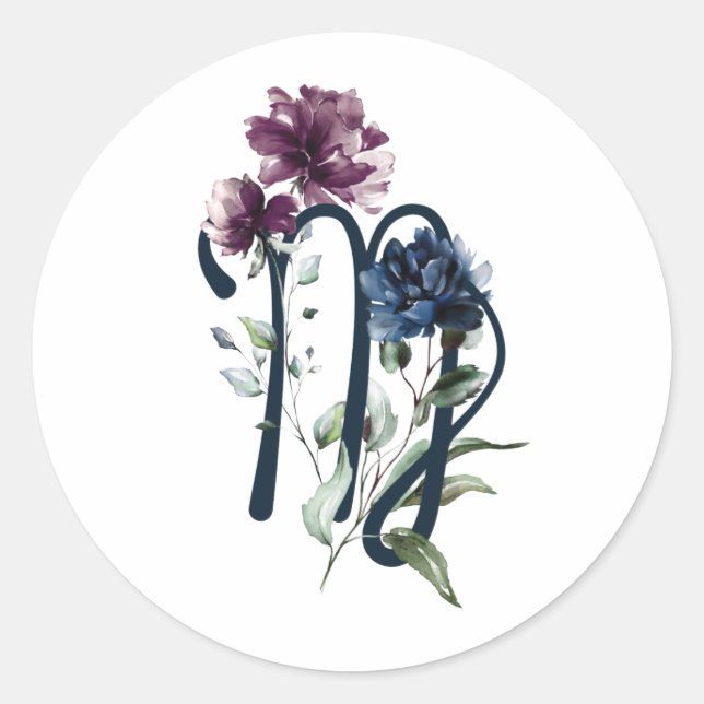 Virgo Zodiac Glyph Runder Aufkleber (Vorderseite)