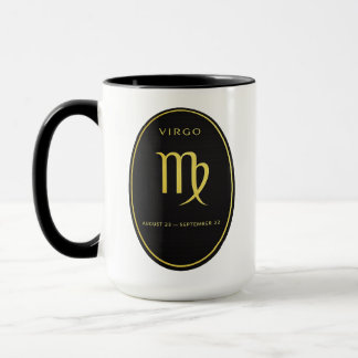 Virgo Zodiac Gold Oval Emblem Mug | Luxury Astrolo Tasse