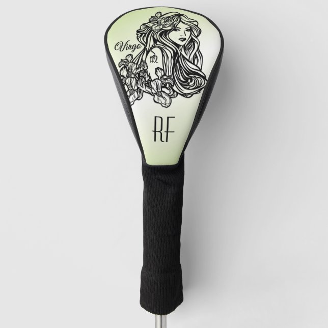 Virgo Zodiac Green Monogram Golf Head Cover Headcover (Vorderseite)