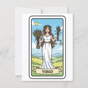 Virgo Zodiac Illustration Tarot Style Postkarte