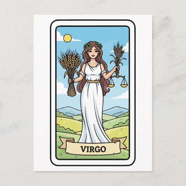 Virgo Zodiac Illustration Tarot Style Postkarte (Vorderseite)