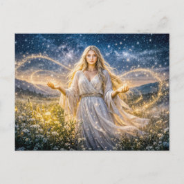 Virgo Zodiac in Enchanted Night Landscape Postkarte