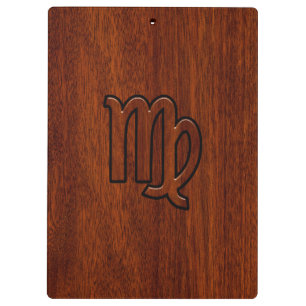 Virgo Zodiac in Mahogany wood style Klemmbrett