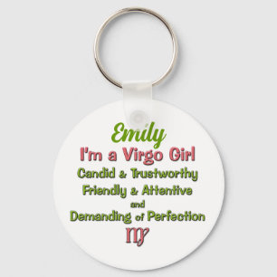 Virgo Zodiac in Rosa und Grün für Mädchen Schlüsselanhänger