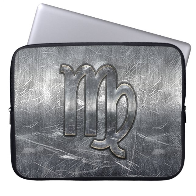 Virgo Zodiac in Silver Distressed Style Laptopschutzhülle (Vorderseite)