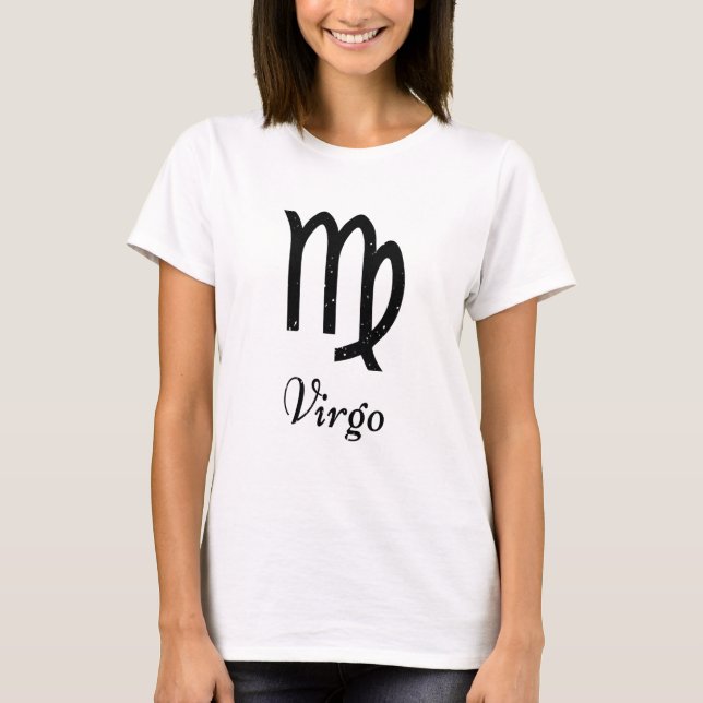 Virgo Zodiac Logo Black T-Shirt (Vorderseite)