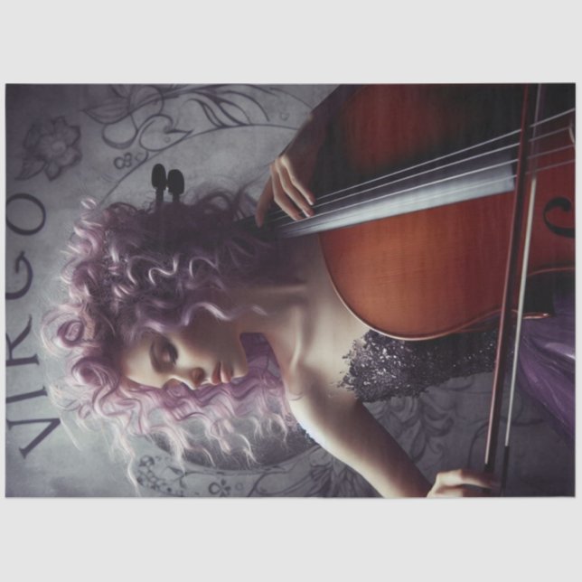 Virgo Zodiac Musician Cello Decoupage Seidenpapier (Vorderseite)