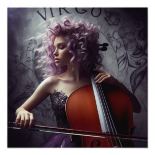 Virgo Zodiac Musician Cello Fotodruck