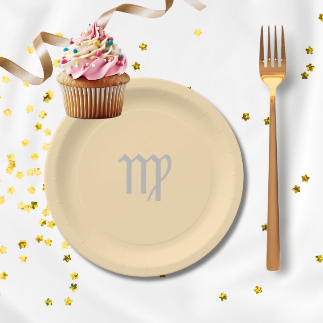 Virgo Zodiac - Pfirsichfarbe Pappteller (Von Creator hochgeladen)