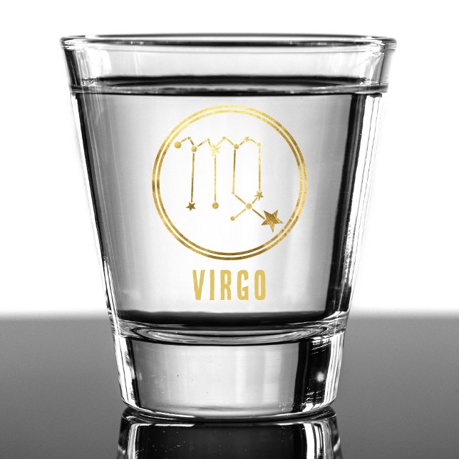 Virgo Zodiac Sign Astrologie Horoskop Gold Schnapsglas (gold virgo zodiac sign shot glass)