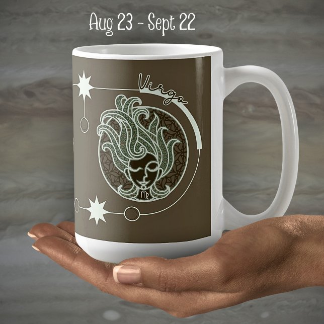 Virgo Zodiac Sign Astrologie Mandala Brown Green Kaffeetasse (Von Creator hochgeladen)