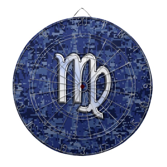 Virgo Zodiac Sign auf Blue Digital Camouflage Dartscheibe (vorne)