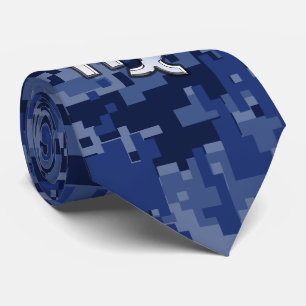 Virgo Zodiac Sign auf Blue Digital Camouflage Krawatte