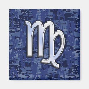 Virgo Zodiac Sign auf Blue Digital Camouflage Magnet