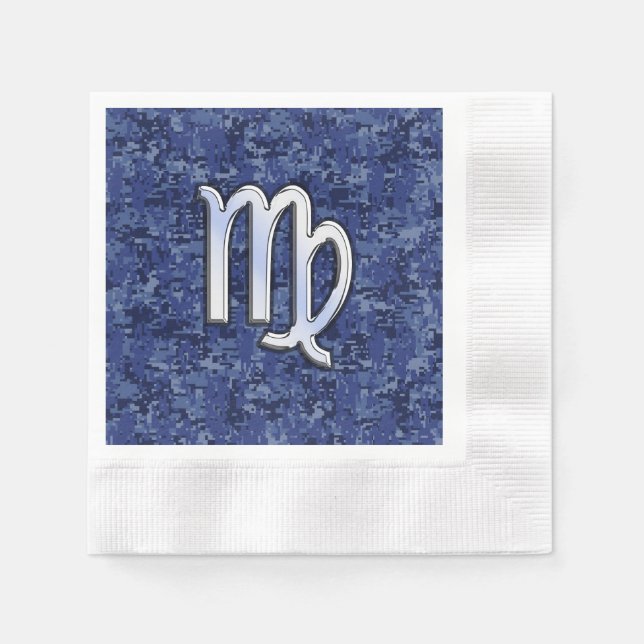 Virgo Zodiac Sign auf Blue Digital Camouflage Serviette (Vorderseite)