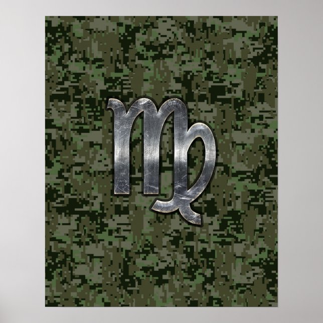Virgo Zodiac Sign auf der grünen digitalen Camoufl Poster (Vorne)