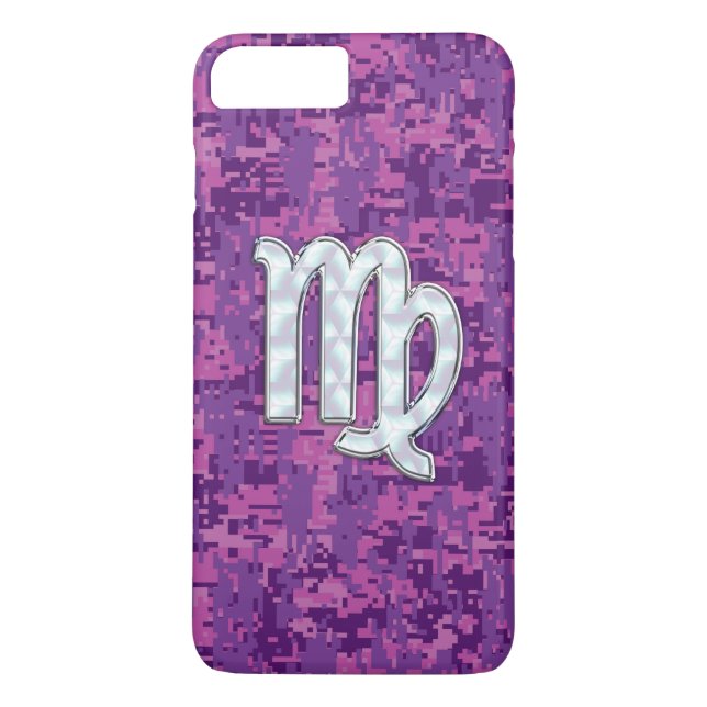 Virgo Zodiac Sign auf Fuchsia Digital Camouglage Case-Mate iPhone Hülle (Rückseite)